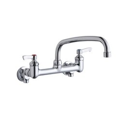 ELKAY LK940AT10L2S WALL MOUNT FAUCET WITH 10 INCH ARC TUBE SPOUT AND 2 INCH HANDLES, OFFSET INLETS+STOP