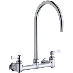 ELKAY LK940LGN08L2H WALL MOUNT FAUCET WITH 8 INCH GOOSENECK SPOUT AND 2 INCH HANDLES, OFFSET INLET