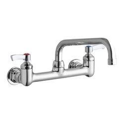 ELKAY LK940TS08L2H WALL MOUNT FAUCET WITH 8 INCH TUBE SPOUT AND 2 INCH HANDLES, OFFSET INLETS