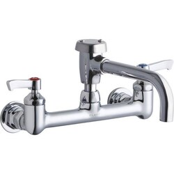ELKAY LK940VS07L2H WALL MOUNT FAUCET WITH 7 INCH VENTED SPOUT AND 2 IN HANDLES, OFFSET INLET
