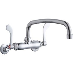 ELKAY LK945AT12T4T WALL MOUNT FAUCET WITH 12 INCH ARC TUBE SPOUT AND 4 INCH HANDLES