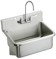ELKAY EWS3120W6C 31 L X 19-1/2 W X 10-1/2 D WALL HUNG SINGLE BOWL HAND WASH SINK KIT WITH FAUCET, 2 FAUCET HOLES