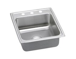 ELKAY LRAD2022653 STAINLESS STEEL 19-1/2 L X 22 W X 6-1/2 D TOP MOUNT KITCHEN SINK, 3 FAUCET HOLES