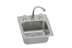 ELKAY BLH15C LUSTERTONE 15 L X 15 W X 7-1/8 D TOP MOUNT BAR SINK WITH FAUCET