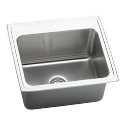 ELKAY DLR2522124 LUSTERTONE STAINLESS STEEL 25 L X 22 W X 12-1/8 D TOP MOUNT KITCHEN SINK, 4 FAUCET HOLES