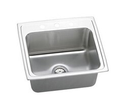 ELKAY DLR2219103 LUSTERTONE STAINLESS STEEL 22 L X 19-1/2 W X 10-1/8 D TOP MOUNT KITCHEN SINK, 3 FAUCET HOLES