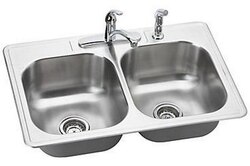 ELKAY DSE233224DF DAYTON 33 L X 22 W X 8 D TOP MOUNT KITCHEN SINK WITH FAUCET AND DRAINS