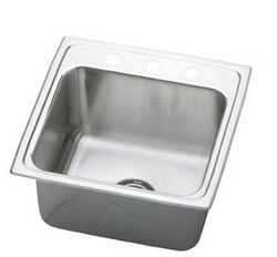 ELKAY DLR1716101 LUSTERTONE STAINLESS STEEL 17 L X 16 W X 10-1/8 D TOP MOUNT KITCHEN SINK, 1 FAUCET HOLE