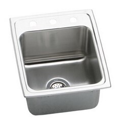 ELKAY DLR172210MR2 LUSTERTONE STAINLESS STEEL 17 L X 22 W X 10-1/8 D TOP MOUNT KITCHEN SINK, 2 FAUCET HOLES