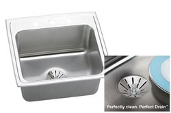 ELKAY DLR221910PD2 STAINLESS STEEL 22 L X 19-1/2 W X 10-1/8 D TOP MOUNT KITCHEN SINK KIT, 2 FAUCET HOLES
