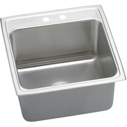 ELKAY DLR2222122 LUSTERTONE STAINLESS STEEL 22 L X 22 W X 12-1/8 D TOP MOUNT KITCHEN SINK, 2 FAUCET HOLES