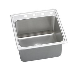ELKAY DLR2222124 LUSTERTONE STAINLESS STEEL 22 L X 22 W X 12-1/8 D TOP MOUNT KITCHEN SINK, 4 FAUCET HOLES