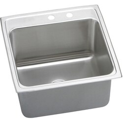 ELKAY DLR222212MR2 LUSTERTONE STAINLESS STEEL 22 L X 22 W X 12-1/8 D TOP MOUNT KITCHEN SINK, 2 FAUCET HOLES