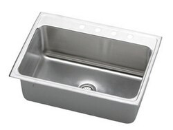ELKAY DLR312210MR2 LUSTERTONE STAINLESS STEEL 31 L X 22 W X 10-1/8 D TOP MOUNT KITCHEN SINK, 2 FAUCET HOLES
