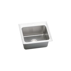 ELKAY DLR2522121 LUSTERTONE STAINLESS STEEL 25 L X 22 W X 12-1/8 D TOP MOUNT KITCHEN SINK, 1 FAUCET HOLE