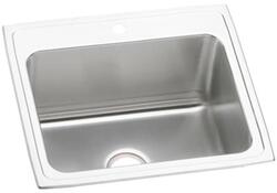 ELKAY DLR2522122 LUSTERTONE STAINLESS STEEL 25 L X 22 W X 12-1/8 D TOP MOUNT KITCHEN SINK, 2 FAUCET HOLES