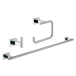 GROHE 40777001 ESSENTIALS CUBE GUEST BATHROOM ACCESSORIES SET 3-IN-1 IN CHROME