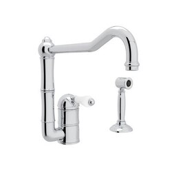 ROHL A3608/11LPWS-2 COUNTRY ACQUI SINGLE HOLE COLUMN SPOUT KITCHEN FAUCET WITH SIDESPRAY & EXTENDED SPOUT AND PORCELAIN LEVER