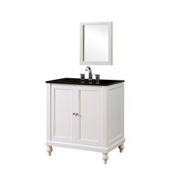 DIRECT VANITY SINK 32S9-WBK-M CLASSIC 32 INCH PEARL WHITE VANITY WITH BLACK GRANITE TOP AND MIRROR