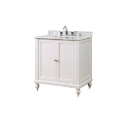 DIRECT VANITY SINK 32S9-WWC CLASSIC 32 INCH PEARL WHITE VANITY WITH WHITE CARRARA MARBLE TOP