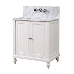 DIRECT VANITY SINK 32S9-WWC-WM CLASSIC PREMIUM 32 INCH PEARL WHITE VANITY WITH WHITE CARRARA MARBLE TOP