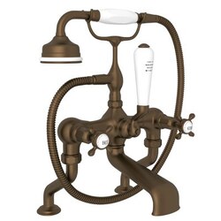 ROHL U.3501X/1 PERRIN & ROWE EDWARDIAN EXPOSED DECK MOUNT TUB FILLER WITH HANDSHOWER, CROSS HANDLES