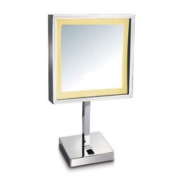 WHITEHAUS WHMR295 SQUARE 14-3/4 INCH FREESTANDING LED 5X MAGNIFIED MIRROR