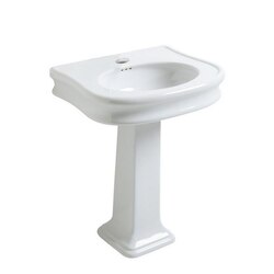 WHITEHAUS LA10-LA03 ISABELLA 27-1/2 INCH PEDESTAL SINK WITH INTEGRATED BOWL, SEAMLESS ROUNDED DECORATIVE TRIM AND OVERFLOW