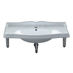 WHITEHAUS AR864-MNSLEN ISABELLA 35 INCH LARGE RECTANGULAR WALL MOUNT BASIN WITH INTEGRATED BOWL AND CERAMIC SHELF SUPPORTS