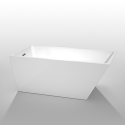 WYNDHAM COLLECTION WCBTK150159BNTRIM HANNAH 59 INCH SOAKING BATHTUB IN WHITE WITH BRUSHED NICKEL TRIM