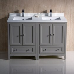 FRESCA FCB20-2424GR-CWH-U OXFORD 48 INCH GRAY TRADITIONAL DOUBLE SINK BATHROOM CABINETS WITH TOP AND SINKS