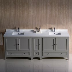 FRESCA FCB20-361236GR-CWH-U OXFORD 84 INCH GRAY TRADITIONAL DOUBLE SINK BATHROOM CABINETS WITH TOP AND SINKS