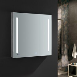 FRESCA FMC013636 TIEMPO 36 X 36 INCH TALL BATHROOM MEDICINE CABINET WITH LED LIGHTING AND DEFOGGER