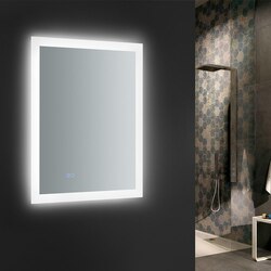 FRESCA FMR012430 ANGELO 24 X 30 INCH TALL BATHROOM MIRROR WITH HALO STYLE LED LIGHTING AND DEFOGGER