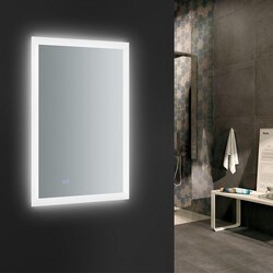 FRESCA FMR012436 ANGELO 24 X 36 INCH TALL BATHROOM MIRROR WITH HALO STYLE LED LIGHTING AND DEFOGGER