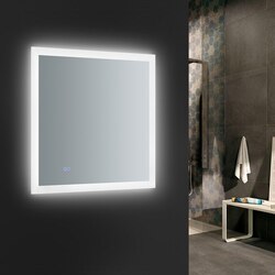 FRESCA FMR013030 ANGELO 30 X 30 INCH TALL BATHROOM MIRROR WITH HALO STYLE LED LIGHTING AND DEFOGGER