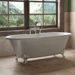 CAMBRIDGE PLUMBING DE-67-DH 67 INCH CLAWFOOT DOUBLE ENDED BATHTUB WITH 7 INCH DECK MOUNT FAUCET DRILLINGS