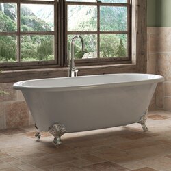 CAMBRIDGE PLUMBING DE-67-NH 67 INCH CLAWFOOT DOUBLE ENDED BATHTUB WITH NO FAUCET DRILLINGS