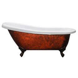 CAMBRIDGE PLUMBING AST67-ORB-CB 67 INCH DOUBLE ENDED CLAWFOOT SLIPPER BATHTUB IN COPPER BRONZE WITH OIL RUBBED BRONZE FEET