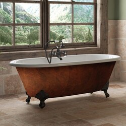 CAMBRIDGE PLUMBING DE67-ORB-CB 67 INCH DOUBLE ENDED CLAWFOOT SLIPPER BATHTUB WITH IN COPPER BRONZE WITH OIL RUBBED BRONZE FEET