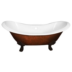 CAMBRIDGE PLUMBING DES-NH-ORB-CB 71 INCH CLAWFOOT DOUBLE ENDED PEDESTAL SLIPPER BATHTUB IN COPPER BRONZE WITH OIL RUBBED BRONZE FEET