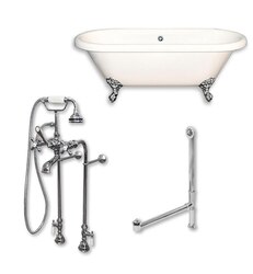 CAMBRIDGE PLUMBING ADE60-398463-PKG-NH 60 INCH DOUBLE ENDED CLAWFOOT BATHTUB WITH COMPLETE PLUMBING PACKAGE AND NO FAUCET DRILLINGS