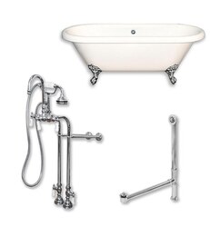 CAMBRIDGE PLUMBING ADE60-398684-PKG-NH 60 INCH DOUBLE ENDED CLAWFOOT BATHTUB WITH COMPLETE PLUMBING PACKAGE AND NO FAUCET DRILLINGS
