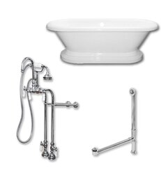 CAMBRIDGE PLUMBING ADEP60-398684-PKG-NH 60 INCH FREE STANDING DOUBLE ENDED PEDESTAL BATHTUB WITH COMPLETE PLUMBING PACKAGE AND NO FAUCET DRILLINGS