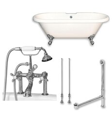 CAMBRIDGE PLUMBING ADE60-463D-6-PKG-7DH 60 INCH DOUBLE ENDED CLAWFOOT BATHTUB WITH 7 INCH DESK MOUNT FAUCET DRILLINGS AND COMPLETE PLUMBING PACKAGE