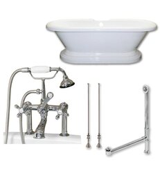 CAMBRIDGE PLUMBING ADEP60-463D-6-PKG-7DH 60 INCH FREE STANDING DOUBLE ENDED PEDESTAL BATHTUB WITH 7 INCH DESK MOUNT FAUCET DRILLINGS AND COMPLETE PLUMBING PACKAGE