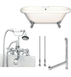 CAMBRIDGE PLUMBING ADE60-463D-2-PKG-7DH 60 INCH DOUBLE ENDED CLAWFOOT BATHTUB WITH 463D-2 TUB FILLER