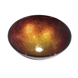 DAWN GVB86171 16-1/2 INCH ROUND GOLD AND BROWN TEMPERED GLASS VESSEL SINK