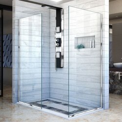 DREAMLINE SHDR-3230302 LINEA TWO INDIVIDUAL FRAMELESS SHOWER SCREENS 30 W X 72 H EACH, OPEN ENTRY DESIGN