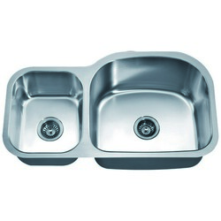 DAWN ASU107L 35 INCH UNDERMOUNT DOUBLE BOWL SINK - SMALL BOWL ON LEFT